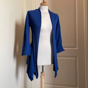 Willi Smith Long Side Cut Cardigan - Blue, Size Small